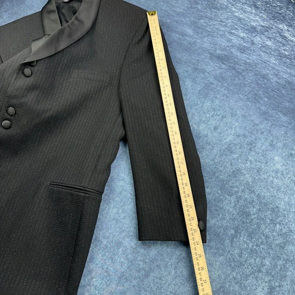Tailored‎ by Bonacci Mens Black Textured Pinstripe Tuxedo Suit Shawl Lapel USA